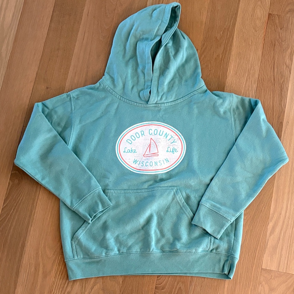 Teal Hooded Sweatshirt with Graphic